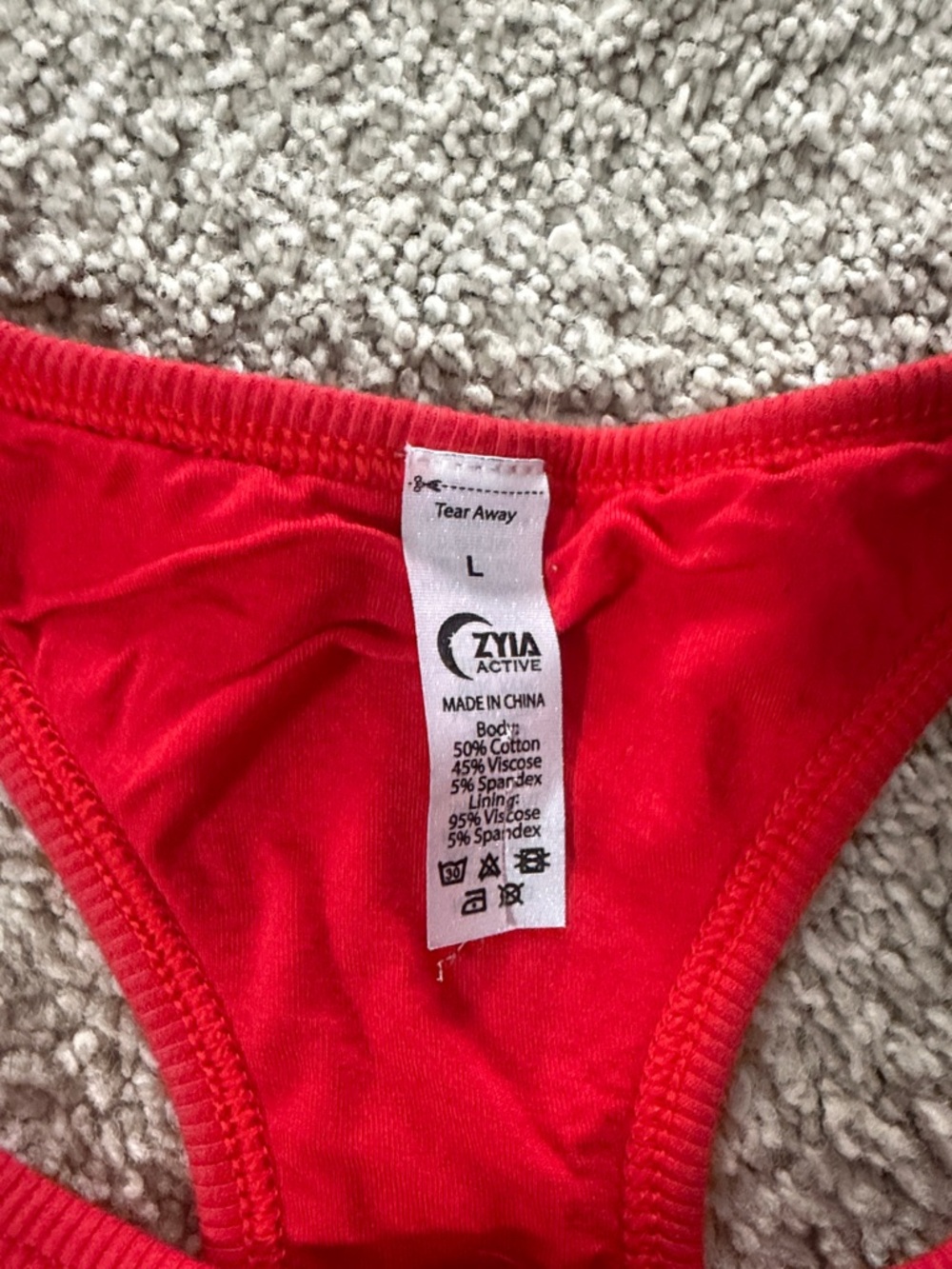 ZYIA Active Bright Red Ribbed Racerback Bra - Picture 2 of 4